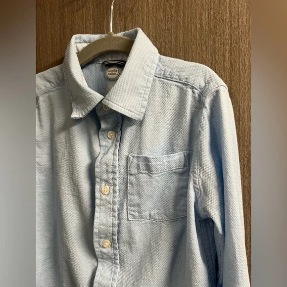 Wonder Nation Little Boys Long Sleeve Button Down Size Small (6-7) Blue - Picture 2 of 3